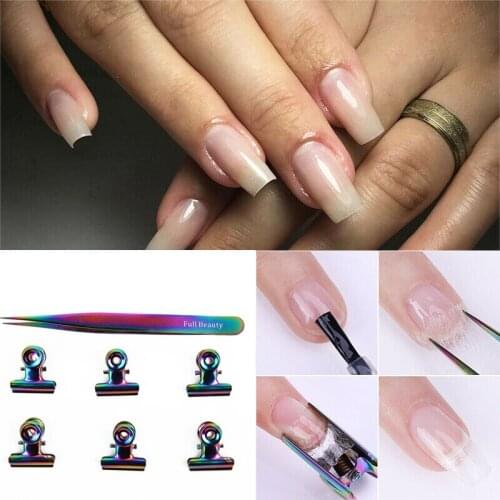 Bright color C curve nail pinching expansion technique stainless steel finger clip manicure tool