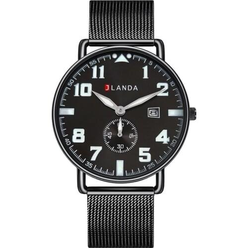 JLANDA Sport Style Mens Quartz The New Business Watch Luminous Waterproof Casual Fashion Mesh Stainless Steel Strap J6552