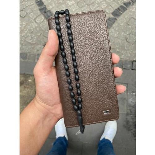Karali Leather Phone Compartment The Kartlıkl Brown Genuine Leather wallet-Zircon Bracelet gift