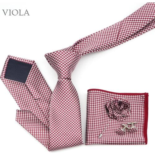 Nice Smooth Soft Dot Polyester 7cm Necktie Set Handkerchief Brooch Cufflinks Men Business Office Suit Formal Nice Tie Hankie Pin