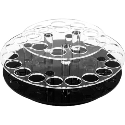 Round 28-Hole Rotating Acrylic Display Stand, Lipstick, Nail Polish, Cosmetic Contact Lens Display Stand