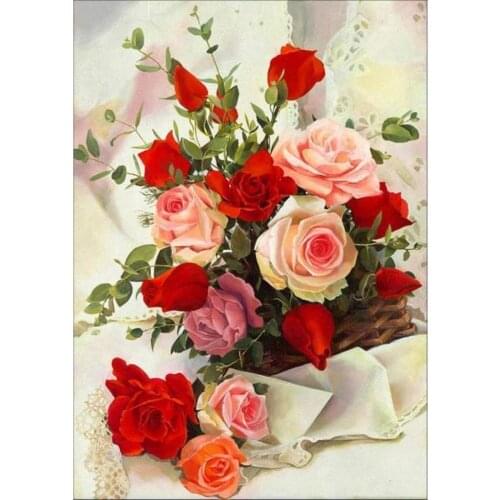 Flower Rose DIY Embroidery 11CT Cross Stitch Kits Needlework Set Cotton Thread Printed Canvas Home Decoration Hot Sell On Sale