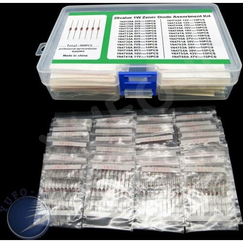 28Values*10pcs=280pcs 1W Zener Didoe kit 3.3V~47V box 1N/IN47/28/29/30/31/32/33/34/35/36/37/38/39/40/41/42/43/44/45/46/47/...56A