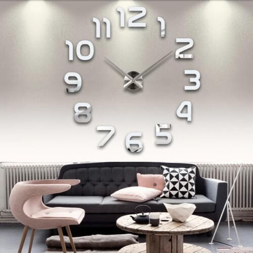 Sale new real living room clocks 3d mirror sticke Big wall clock home decoration acrylic diy watch stickers free shipping
