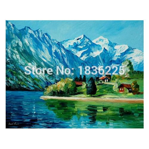 Wall decor beautiful painted canvas modern paintings with a knife mountain landscape paintings with interior decoration
