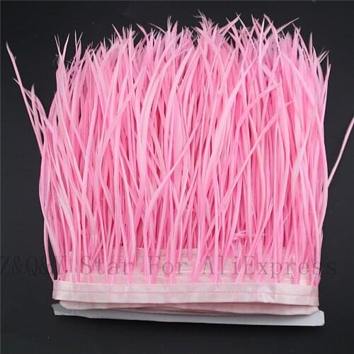 Natural goose feather 10-15CM (4-6 inches) dyed pink to do 2-10 yards single tear fabric edge DIY craft jewelry feather