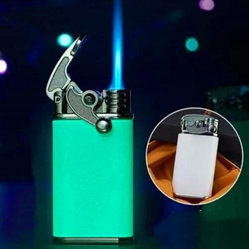New Jet Luminous Rocker Arm Gas Lighters Windproof Torch Metal Butane Inflated Lighter Creative Cigar Cigarette Lighter Gadgets