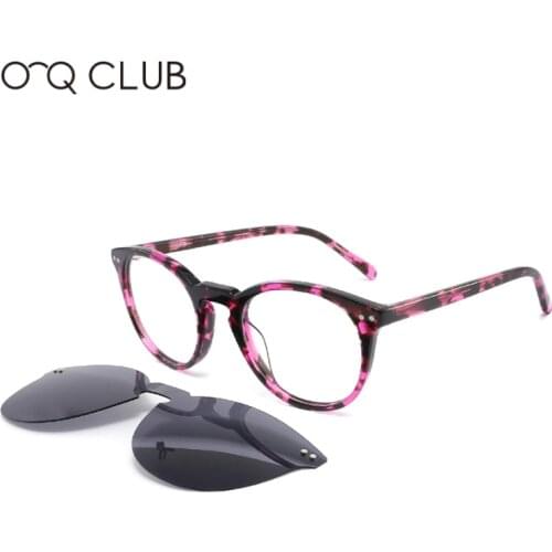 O-Q CLUB Polarized Sunglasses Men Women Magnetic Clip-on Glasses Myopia Optical Round Outdoors Eyeglasses FG1016