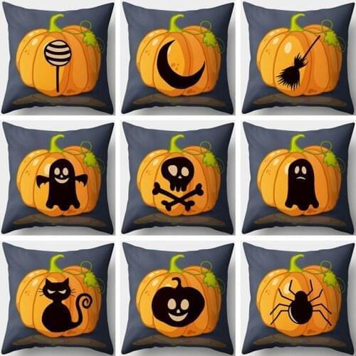 Polyester Decorative Throw Pillow Cover Case Halloween Pumpkin Demon Cushion Cover For Sofa Party Chair Decoration Cojines