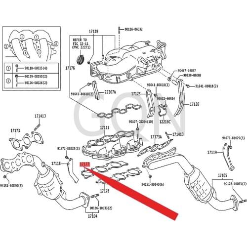Gasket (intake manifold to cylinder head) 2007-Toy ota LAN DCR UIS ER intake manifold and cylinder head gasket L/R