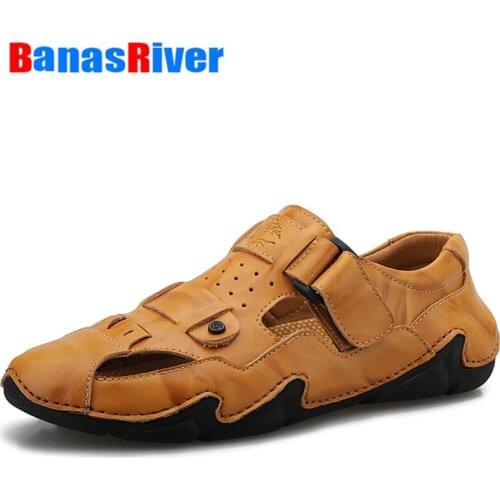 2021 Casual Men Sandals Soft Breathable Non-Slip Shoes Summer Outdoor Slip On Footwear Woven Beach Sandalias Hombre Thick Bottom