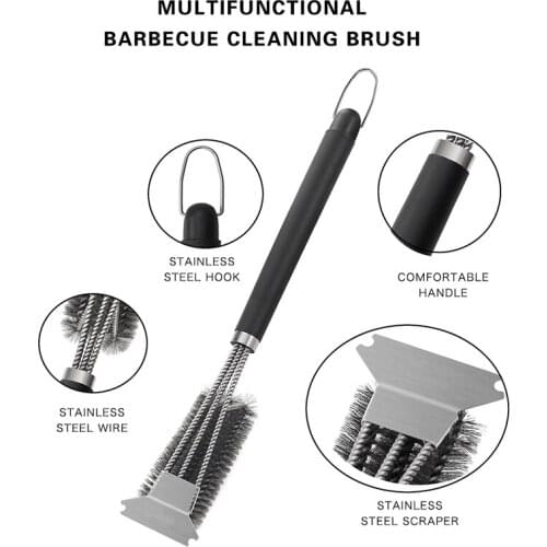 Stainless Steel Grill Brush Barbecue Cleaning Brush 3 In 1 Barbecue Grill Brushes BBQ Clean Tool Barbecue Cooking Accessories