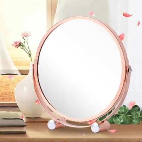Modern personality rose gold thick plated desktop mirror princess mirror portable dressing double-sided beauty mirror LX102907