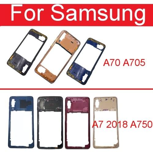 Middle Frame Bezel Middle Plate Cover For Samsung Galaxy A70 A705 / A7 2018 A750 Mid Housing Case Replacement Parts