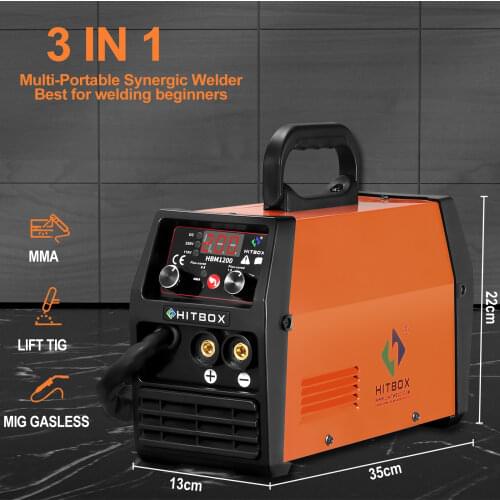 220V HITBOX Welder HBM1200 Welding Machine With MIG TIG MMA 3 In 1 Function Fit Carbon Galvanized Stainless Steel For Soldering