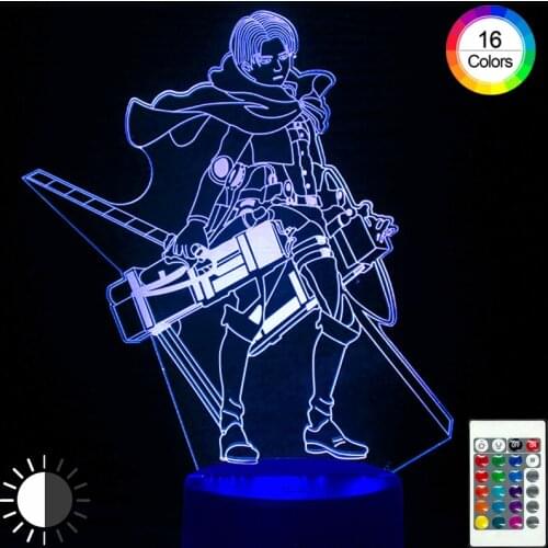 3D Anime Led Lamp Attack on Titan Series Night Light Bedroom Decoration 16 Color Changes Touch Switch Cool Boy Childrens Lights