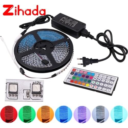 3535 RGB LED Strip 12V 60LEDs/m 120LEDs/m Luces Waterproof Ribbon Tape Lamp Strip Led Strip Light With 44Key Remote+Power 5m/lot