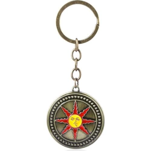 Dark Souls 3 Solaire Of Astora Sun Badge Keychains Abyss Walker Artorias Sword Shield Keyrin0g for Women Men Cosplay Jewelry
