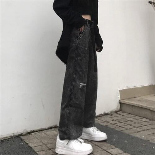 Vintage Baggy Wide Leg Jeans Pants for 2021 Womens Oversized Goth Streetwear Japanese Teenage Girls High Waist Denim Trousers