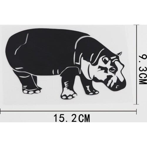 15.2CMX9.3CM Waterproof Hippo Safari Animals Decal Vinyl Car Sticker Black/Silver 8A-0085