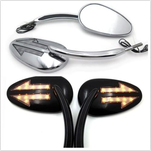 Integrated Arrow LED Turn Signal Mirror For Harley Davidson CVO Limited VRSCAW V-ROD Chrome Aftermarket Free Shipping Motor Part