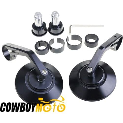 7/8" 22mm Round Motorcycle Rear View Mirrors Motorbike Handle Bar End Rear View Side Mirrors Black Cafe Racer Mirror For Harley