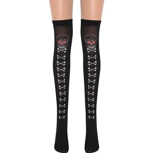 Women Halloween Stockings Digital Print Socks Castle Witch Ghost Print Socks Funny Animation Uniform Stockings