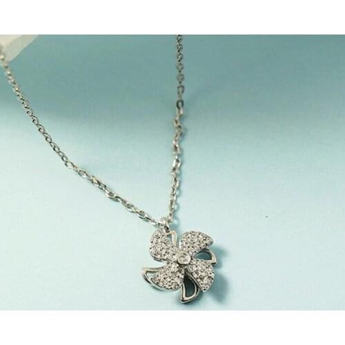 KOFSAC 2021 Can Rotate Windmill Necklaces For Women Birthday Gift Silver Color Zircon Pendant Lady Fashion Valentines Day