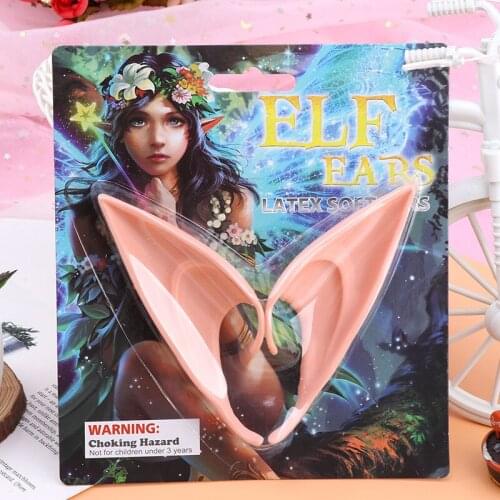 1Pair Halloween Latex Elf Ears High Simulation Soft Harmless False Ears Props Fairy Angel Dress Up Cosplay Hook Christmas Decor