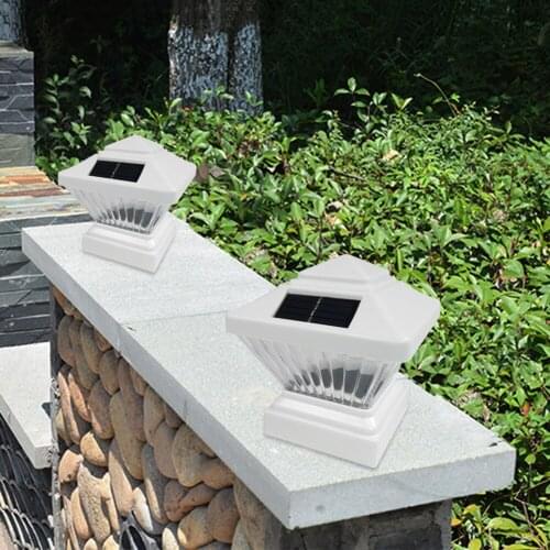 2pcs Solar Column Headlight IP65 Waterproof Outdoor Wall Yard Patio Lamp Decoration Pathway Landscape Multiple-Uses White#20