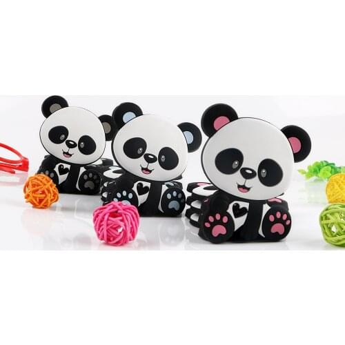 Kovict 20pcs Silicone Teethers Panda Animals Food Grade Pendants Baby Toys DIY Pacifier Chain Necklace Care Accessories