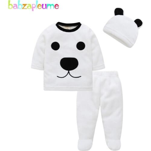 3Piece/Autumn Winter Baby Girls Boys Clothes Cartoon Cute Long Sleeve T-shirt+Pants+Hats Newborn Outfits Clothing Sets BC1786-1