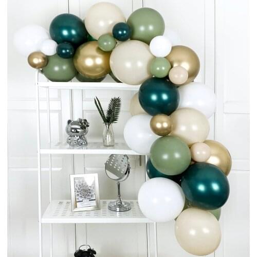 47pcs Balloon Garland Arch Kit For Jungle Safari Wild One Birthday Party Decorations Gold Green White Latex Balloons