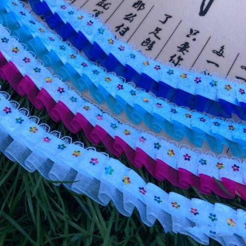 9 meters 25mm colorful sequin embroidery lace wrinkled Ribbon DIY Ethnic Costume Accessories Toy Doll Skirt Material