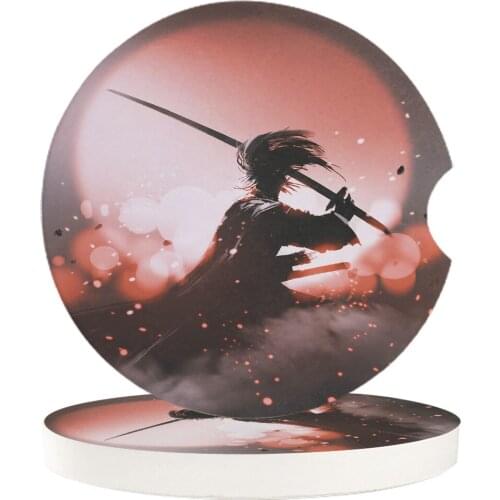 Car Ceramics Coasters Japanese Anime Character Bushido Cup Mat Mug Coaster Teacup Pad Car Accessories Home Decor