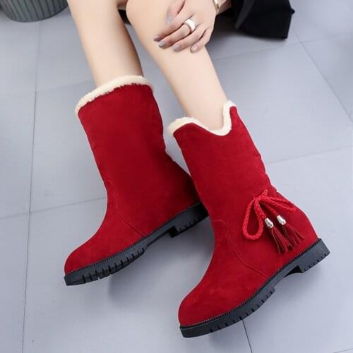 Fashion Autumn Winter Thick bottom red Shoes Women plus velvet Snow boots warm round Head Casual Women Boots Keep warm boots