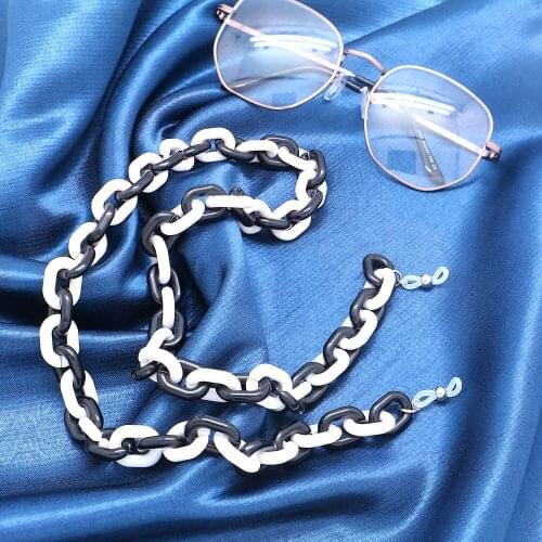 LuReen Fashion Unisex Black Acrylic Sunglasses Chain Women Reading Glasses Neck Chain Largand Glasses Chains Eyeglasses Strap