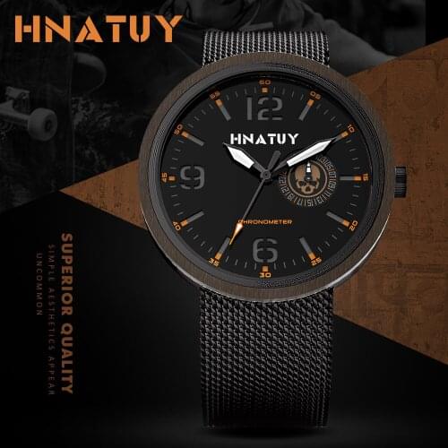 Hnatuy Mens Watches Fashion & Casual Top Brand Luxury Big Dial Military Quartz Watch 5 ATM Waterproof Sport Wooden Watch Men