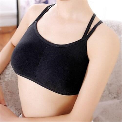 Black White New Cotton Sexy Girl Underwear Solid Bralette Lingerie Padded Bra Brassiere Spaghetti Strap Wirefree Bra Short