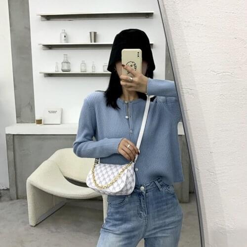 Diagonal Street Fashion Purses and Handbags Crossbody Leather Shoulder Chain Waist Bag Bag for Women