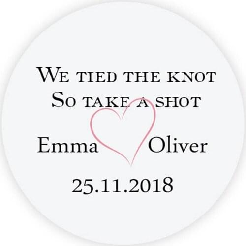 DouxArt 100 Pieces Custom Personalized, Wedding Stickers - We tied the knot, 40mm Wedding Party Communion Gift Box Labels P075