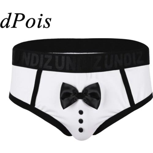 DPOIS Sexy Erotic Lingerie Underwear For Men Stain Sissy Panties Male Man Bow Tie Underpants Sex Bikini Briefs Jockstrap Costume
