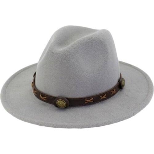 H7581 Women Wool Fedoras Hat Autumn Winter Lady Flat Brim Fashion All-match Cap Female Church Party Vintage High Quality Caps
