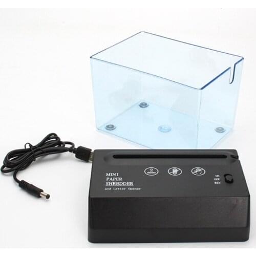 USB /AA Battery Powered Strip Cut Paper Shredder with Letter Opener Home Office