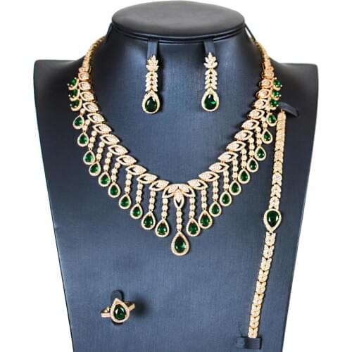 LAN PALACE new 5A cubic zirconia Necklace/Earrings/Ring/Bracelet 4PCS bridal jewelry sets for Anniversary free shipping