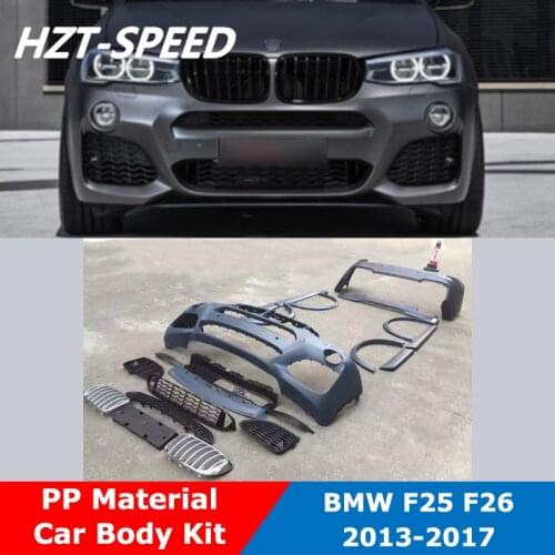 F25 MT Type PP Unpainted Car Body Kit Front Rear Bumper Side Skirts Grille Wheel Brow For BMW X3 X4 F26 Modify X3M X4M 2013-17