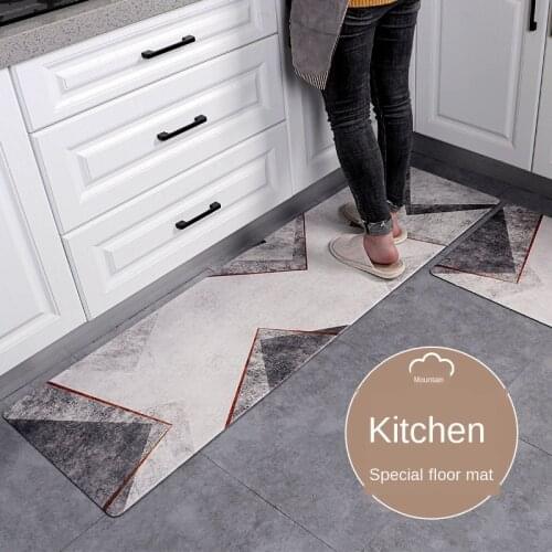 Kitchen Floor Mat Waterproof Oil-proof Leather PU Carpet Home Non-slip Nordic Style Doormat Long Bath Mat Rectangle Kitchen Mat