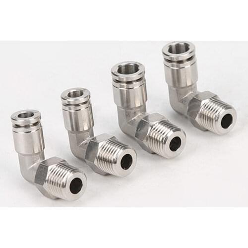 M5 M6 1/8" 1/4" 3/8" 1/2" BSPT Male Elbow Pneumatic 304 Stainless Press Fit Push In Quick Connector Release Air Fitting Homebrew