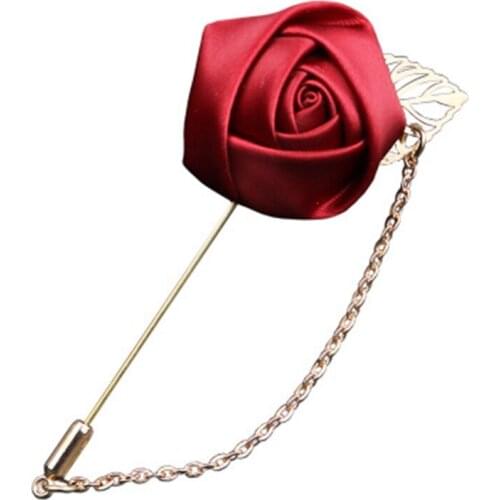 Fashion Gold Color Leaf Rose Brooch Pin Mens Suit Garment Accessories Jewelry Flower Brooches For Men Women Lapel Pins Broche