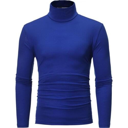 Fashion Men Tops Fashion Solid Color Long Sleeve Turtle Neck T-Shirt Bottoming Top For work, party футболка 2021